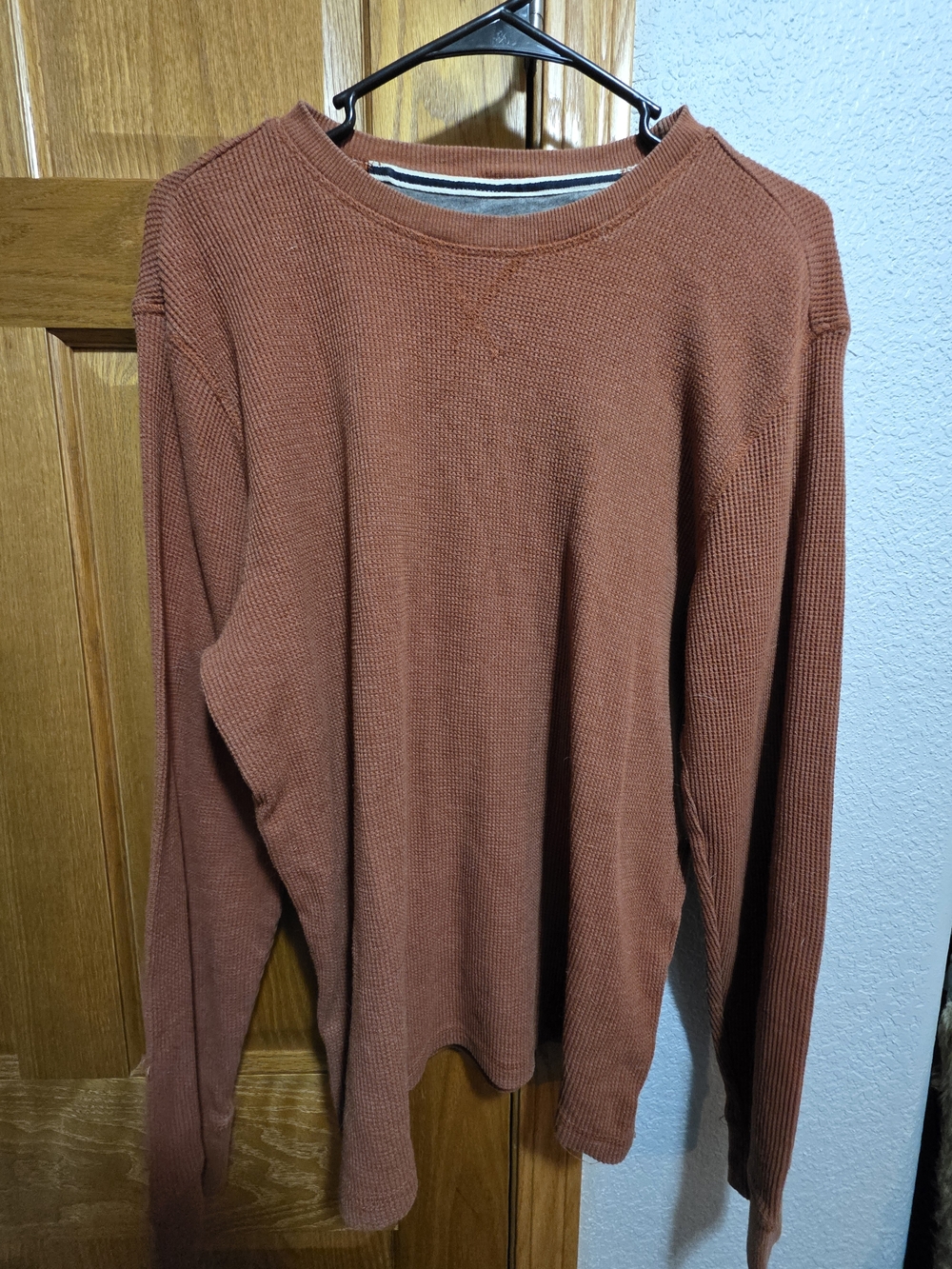 Men's Rust Crewneck Thermal Sweater